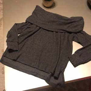 Elan charcoal gray fleece off shoulder sweater